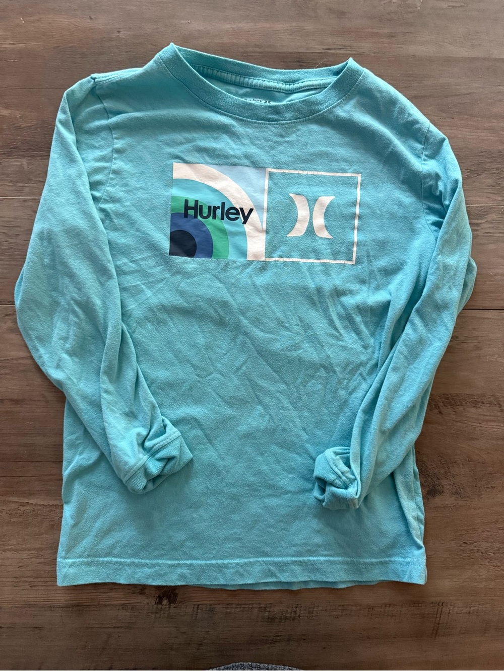 Hurley Kids Long Sleeve Tee in Turquoise with Logo